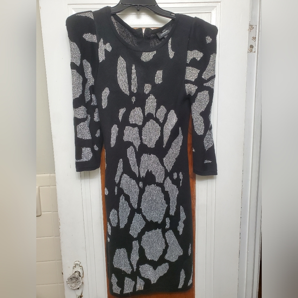 Black and Glitter Silver Sweater Dress - Picture 1 of 12